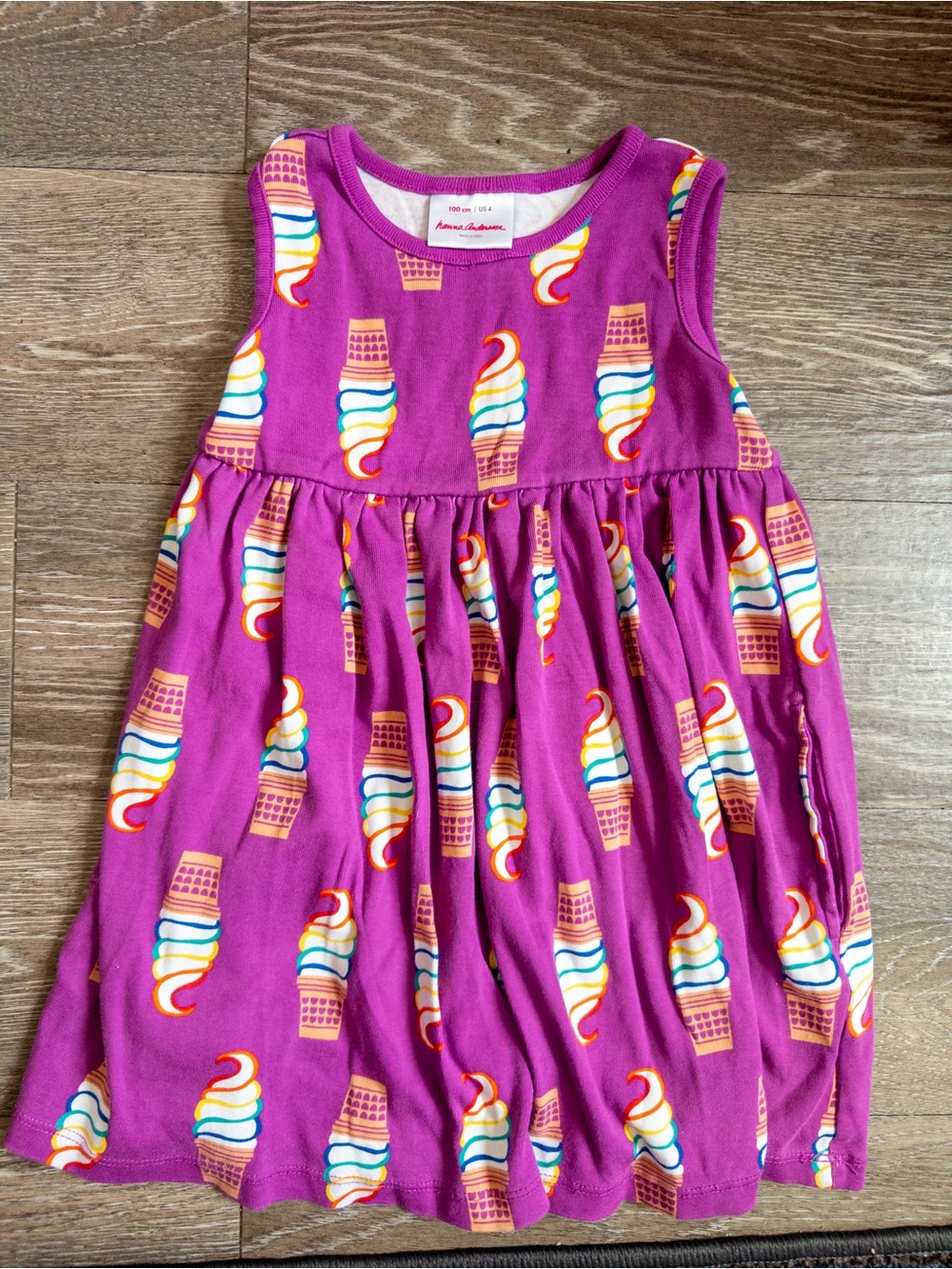 Hanna Andersson Chasing Summer Ice Cream Print Dress size US 4 100 cm